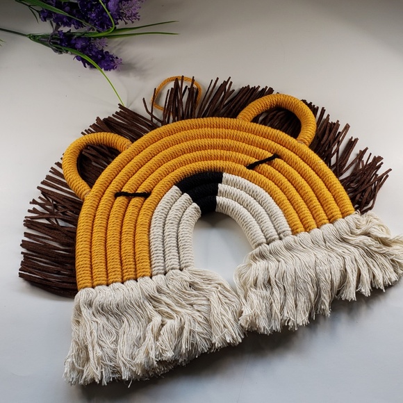 Cotton Rope Rainbow Animal Bear Wall Hanging Pendant - Picture 2 of 4